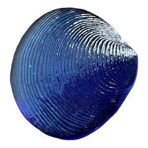 Kobalt Blue Art Glass Seashell Scalloped Paperweight Decor